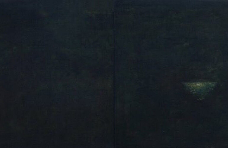 ...cả bóng tối và ánh sáng đều cô đơn | ...both dark and light are lonely by Nguyễn Tuấn Cường (Sơn mài | Lacquer, 120 x 60 cm)