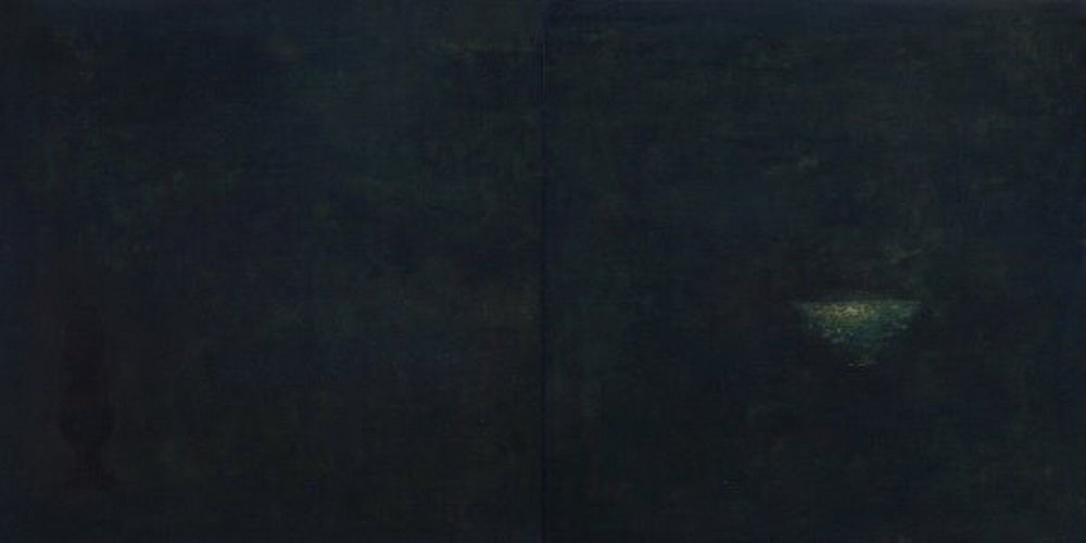 ...cả bóng tối và ánh sáng đều cô đơn | ...both dark and light are lonely by Nguyễn Tuấn Cường (Sơn mài | Lacquer, 120 x 60 cm)