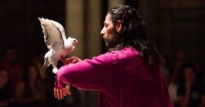 Sofiane Ouissi and dove from "Bird," photo © by Pol Guillard