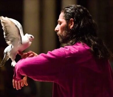 Sofiane Ouissi and dove from "Bird," photo © by Pol Guillard